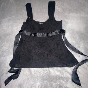 Gothic Babydoll Ribbon Tie-waist Top